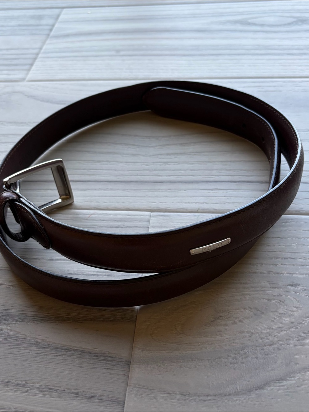 Polo Ralph Lauren Brown Leather Belt with Silver Buckle
